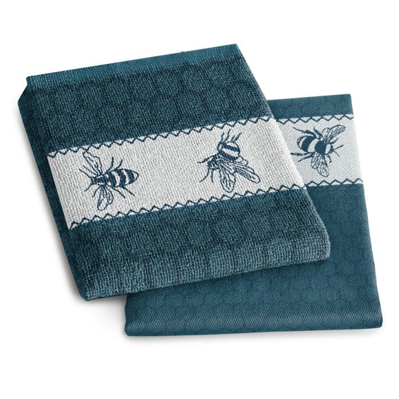 DDDDD Tea or hand towel bees petrol