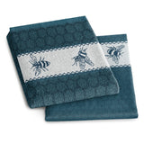 DDDDD Tea or hand towel bees petrol