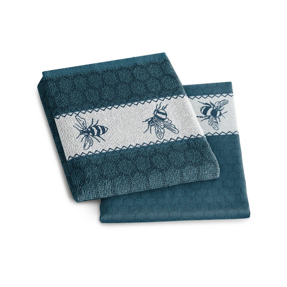 DDDDD Tea or hand towel bees petrol