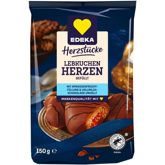 Edeka Herzstücke Filled Gingerbread Hearts – milk chocolate 150g
