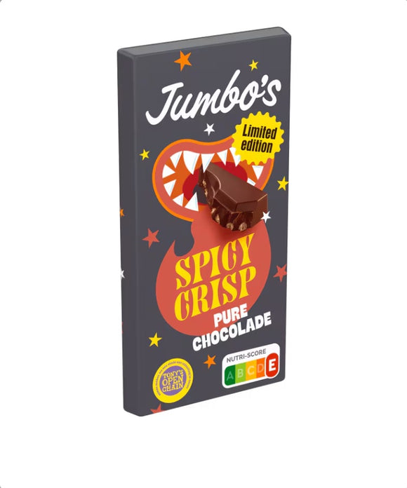 Jumbo's chocolate bar dark – spicy crisp 140g