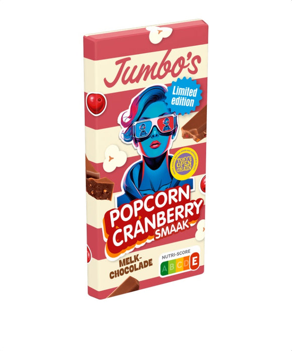 Jumbo's chocolate bar milk – popcorn cranberry 140g