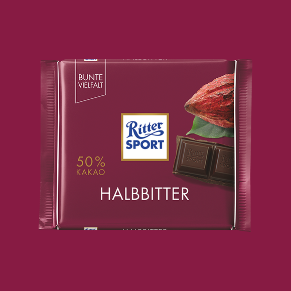 Ritter Sport Semi-sweet Dark Chocolate 50% cocao 100g