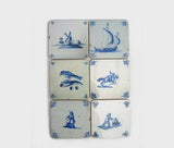 6 Coasters Delft Blue Tiles