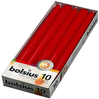 Bolsius 10 Dinner Candles Red