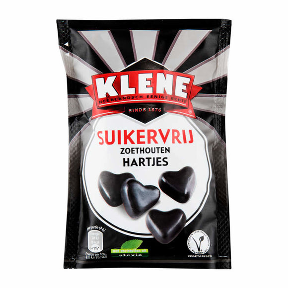 Klene Sugarfree Liquorice Hearts 105gr